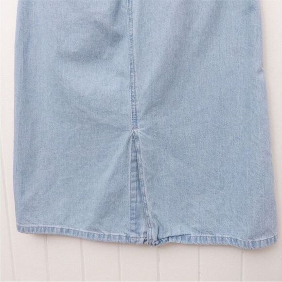 Madewell Size 24 Denim Tab Waist A - Line Midi Skirt in Lynnhaven Wash - Picture 10 of 12